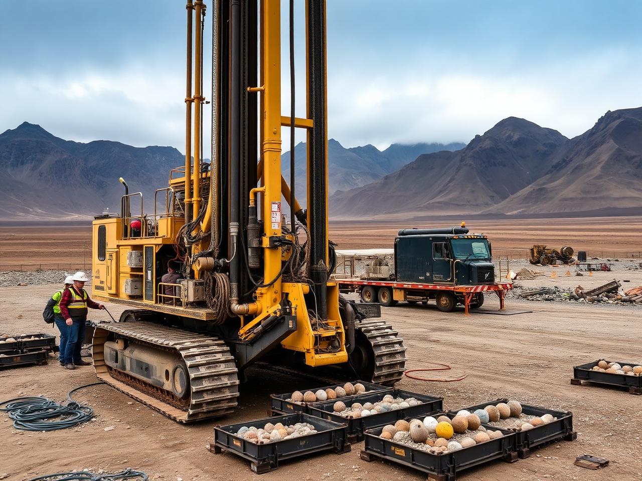 Core drilling rig operating at a mineral exploration site
